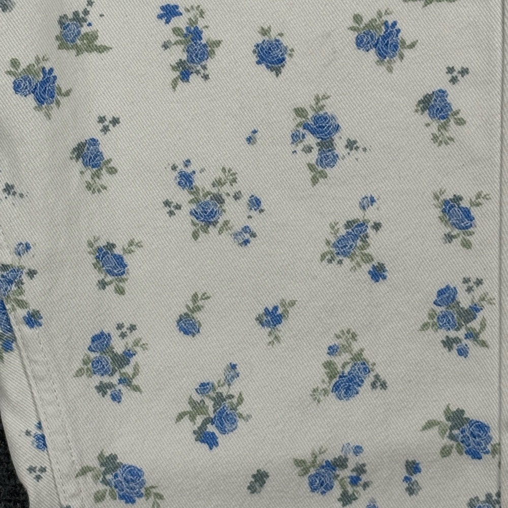 ASOS Design Blue Floral Print Straight Leg Jeans White Cottagecore Women’s US 8 - Picture 3 of 7